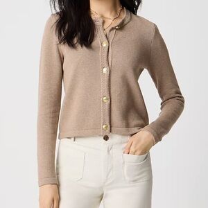 NEW! J. Crew Cotton Blend Cardigan Sweater Lady Jacket in Heather Mushroom